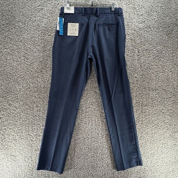 Perry Ellis Portfolio Travel Luxe Pants Mens 32x32 Bearing Sea Blue Slim Fit New - Picture 6 of 13